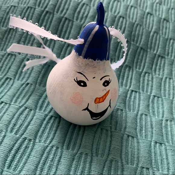 Hand Crafted Other - Hand Painted Snowman Face Ornament Winter Hanging Gourd or Gift Topper